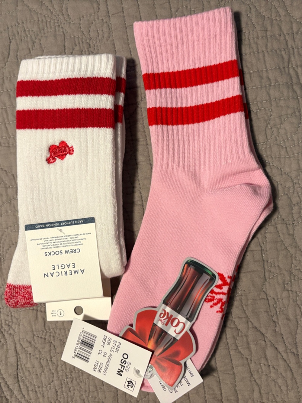 American Eagle Heart Mom socks & Target Diet Coke socks
